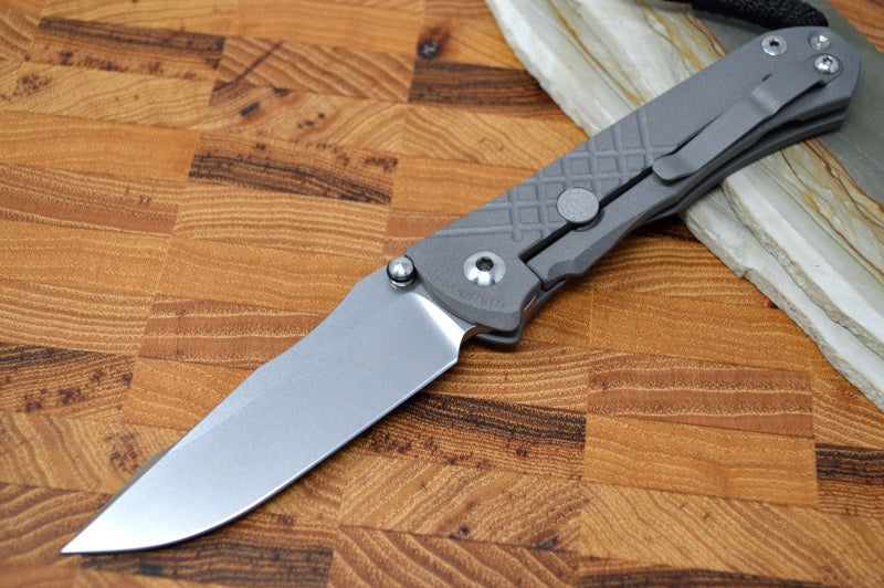 Chris Reeve Umnumzaan Left Handed - Drop Point Blade / CPM-Magancut Steel / Plain Titanium Handle UMN-1001