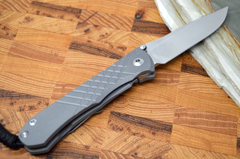 Chris Reeve Umnumzaan Left Handed - Drop Point Blade / CPM-Magancut Steel / Plain Titanium Handle UMN-1001
