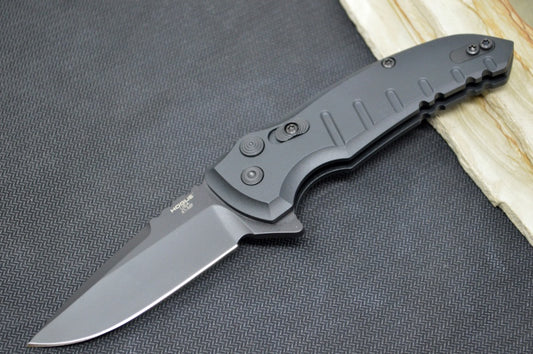 Hogue Knives X1 Microflip - Black Anodized Aluminum Handle / CPM -154CM Steel / Black Drop Point Blade 24176