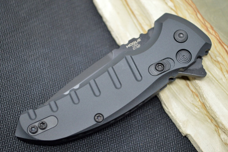 Hogue Knives X1 Microflip - Black Anodized Aluminum Handle / CPM-154 Steel / Black Drop Point Blade 24176
