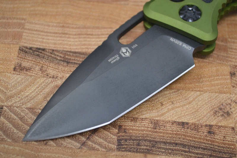 Heretic Knives Medusa Auto - Tanto DLC Blade / Green Handle - Northwest Knives