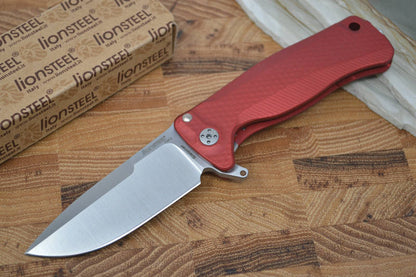Lionsteel SR-22 Red Aluminum Integral Flipper - Satin Blade - SR22A-RS - Northwest Knives