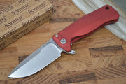 Lionsteel SR-22 Red Aluminum Integral Flipper - Satin Blade - SR22A-RS - Northwest Knives