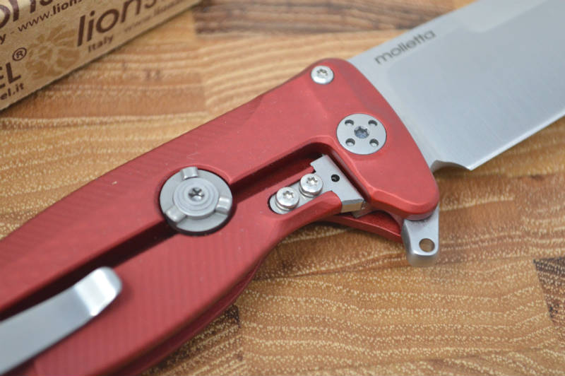 Lionsteel SR-22 Red Aluminum Integral Flipper - Satin Blade - SR22A-RS - Northwest Knives