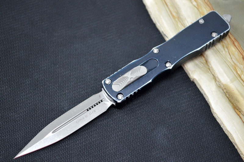 Microtech Dirac OTF - Apocalyptic Finish / Double Edge / Distressed Black Handle 225-10DBK - Northwest Knives