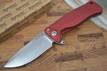 Lionsteel SR-11 Red Aluminum Integral Flipper - Satin Blade - SR11A-RS - Northwest Knives