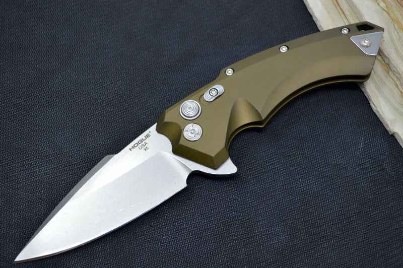 Hogue Knives EX 05 - OD Green Aluminum Handle / 154CM Steel / 3.5" Spear Point Blade 34571 - Northwest Knives