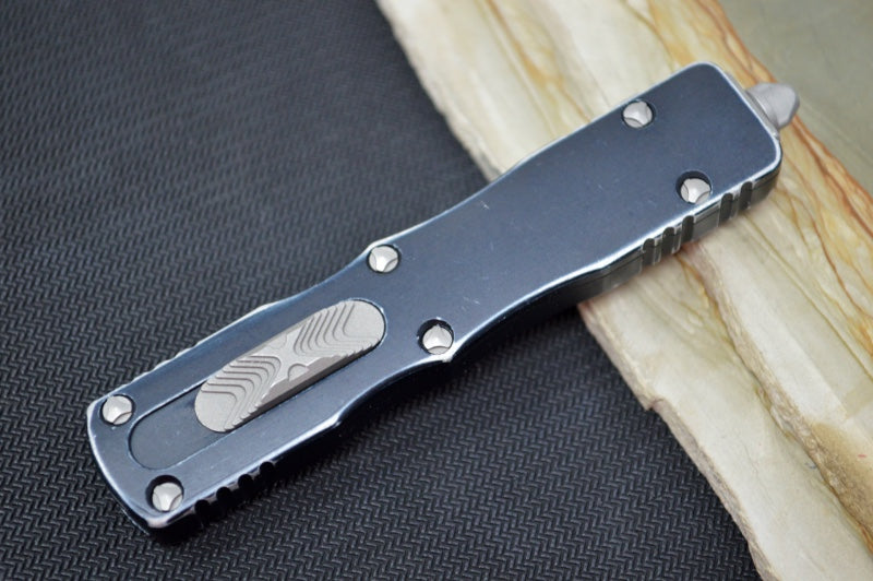 Microtech Dirac OTF - Apocalyptic Finish / Double Edge / Distressed Black Handle 225-10DBK