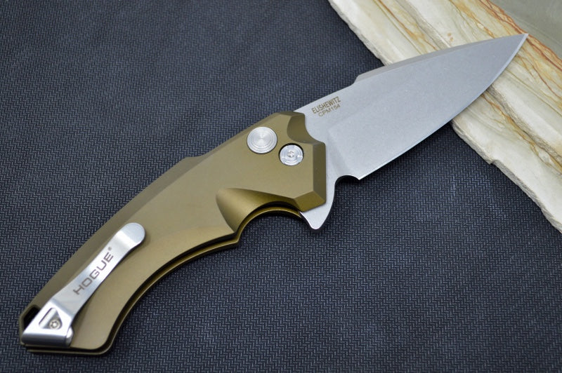 Hogue Knives EX 05 - OD Green Aluminum Handle / 154CM Steel / 3.5" Spear Point Blade 34571 - Northwest Knives