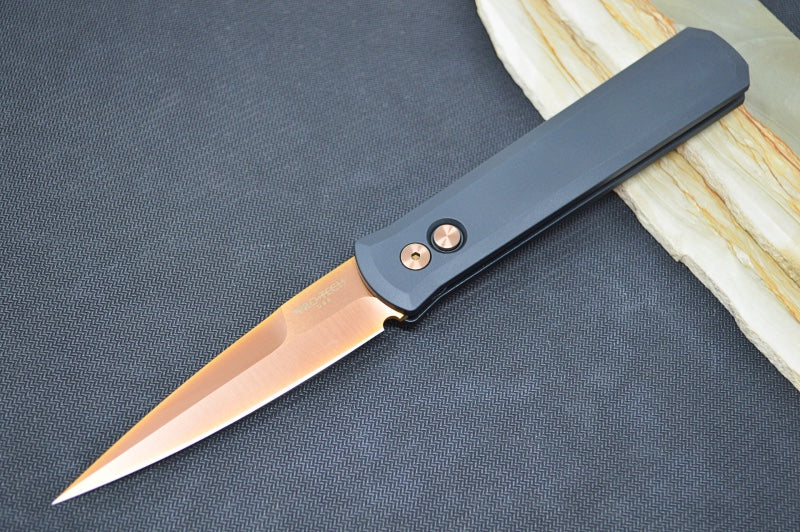 Pro Tech Godfather Auto - Black Aluminum Handle / Rose Gold Coated Blade & Hardware 921-RG