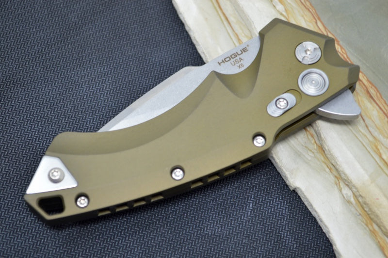 Hogue Knives EX 05 - OD Green Aluminum Handle / 154CM Steel / 3.5" Spear Point Blade 34571