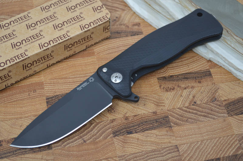 Lionsteel SR-11 Black Aluminum Integral Flipper - Black Blade - SR11A-BB - Northwest Knives
