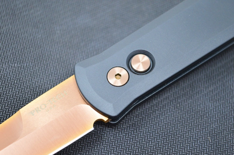 Pro Tech Godfather Auto - Black Aluminum Handle / Rose Gold Coated Blade & Hardware 921-RG