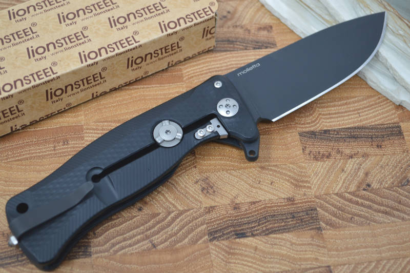 Lionsteel SR-11 Black Aluminum Integral Flipper - Black Blade - SR11A-BB - Northwest Knives