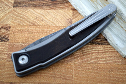 Chris Reeve Knives Mnandi Gentleman's Knife - Macassar Wood Inlay w/ Ladder Damascus (A1)