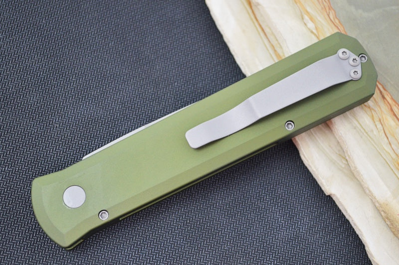 Pro Tech Godfather Auto - OD Green Aluminum Handle / Blasted Blade 920-GREEN - Northwest Knives