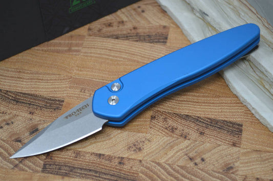 Pro Tech Half Breed Auto - Blue Handle - S35VN Stonewash Blade - Northwest Knives