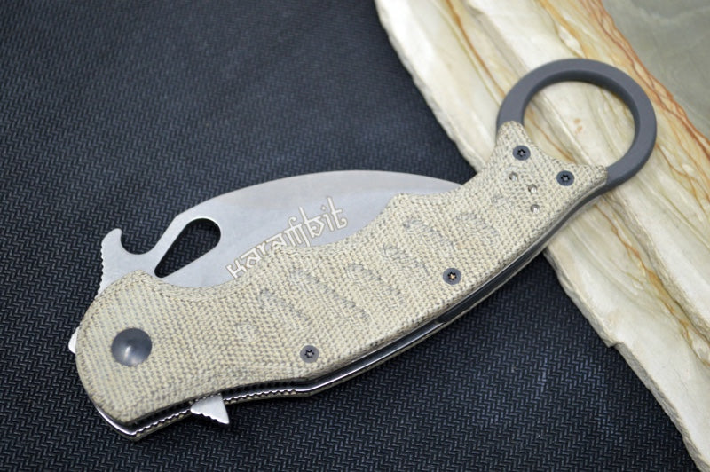 Fox Knives Karambit - Green Micarta Handle / Stonewashed N690Co Blade / Emerson Wave - 479MISW