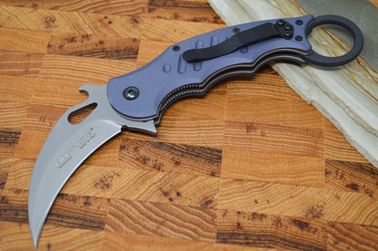 Fox Knives Karambit - Grey Aluminum Handle / N690Co Blade / Emerson Wave - 01FX478
