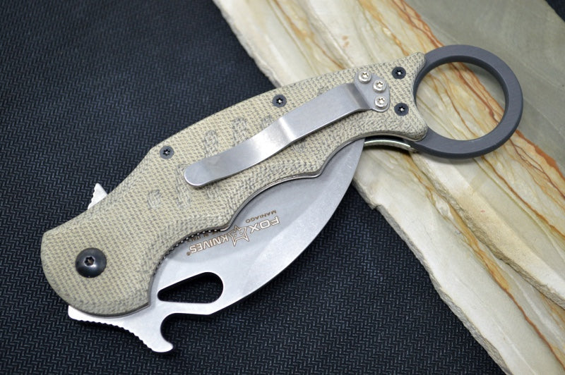 Fox Knives Karambit - Green Micarta Handle / Stonewashed N690Co Blade / Emerson Wave - 479MISW