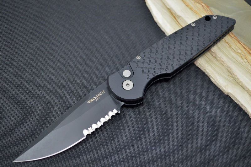 Pro Tech Tactical Response 3 Auto - Black Handle / Fish Scales / Black D2 Blade with Partial Serrate TR-3-X2-D2 - Northwest Knives