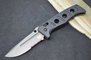 Benchmade 275SGY-1 Adamas - Grey CPM-CruWear Drop Point Combo Blade / Black G-10 Handle - Northwest Knives