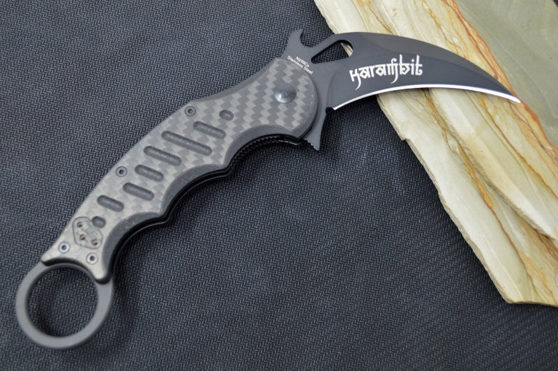 Fox Knives Karambit - Black Carbon Fiber Handle / Black N690Co Blade / Emerson Wave - 479CG10