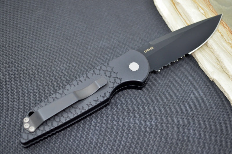 Pro Tech Tactical Response 3 Auto - Black Handle / Fish Scales / Black D2 Blade with Partial Serrate TR-3-X2-D2