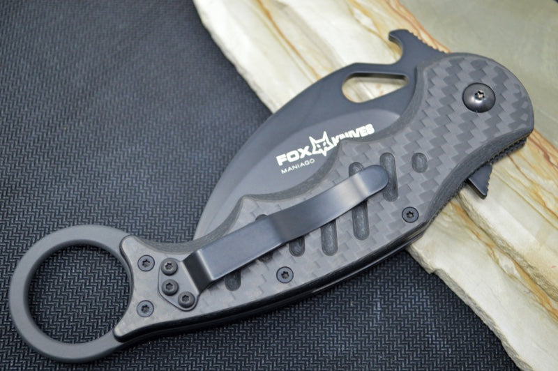 Fox Knives Karambit - Black Carbon Fiber Handle / Black N690Co Blade / Emerson Wave - 479CG10