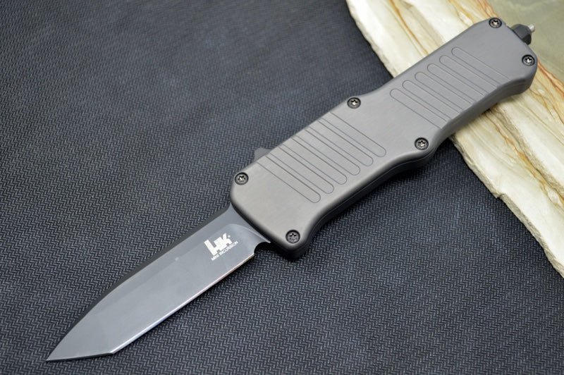 Hogue Knives Mini Incursion OTF | Black 154CM Tanto Point Blade | Grey Anodized Aluminum Handle  | Northwest Knives