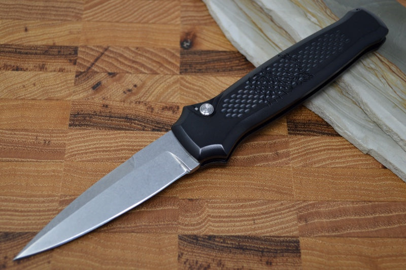 Piranha Knives "Prowler" - 154CM Stonewash Blade / Black Aluminum Handle - Northwest Knives