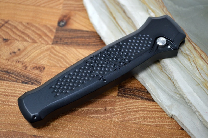 Piranha Knives "Prowler" - 154CM Stonewash Blade / Black Aluminum Handle