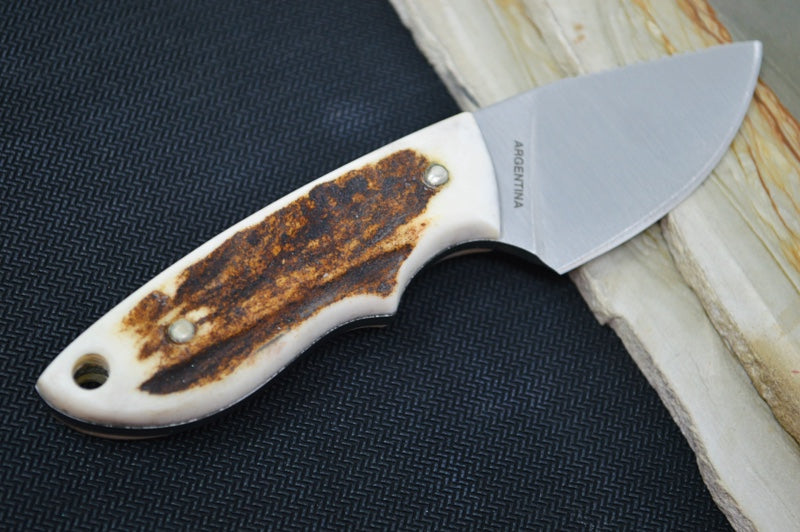 Boker Arbolito Guide Combo Fixed Blade Set - Stag Handles / Caper & Gut Hook / Leather Sheath / 440C Stainless Steel 02BA5130H