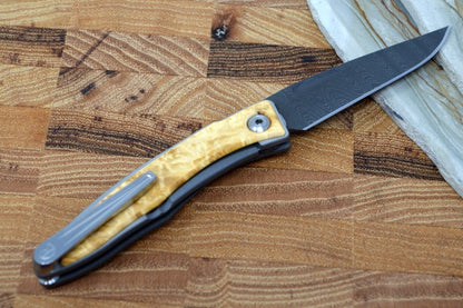 Chris Reeve Knives Mnandi Gentleman's Knife - Box Elder Wood Inlay w/ Chad Nichols Ladder Damascus (A1)
