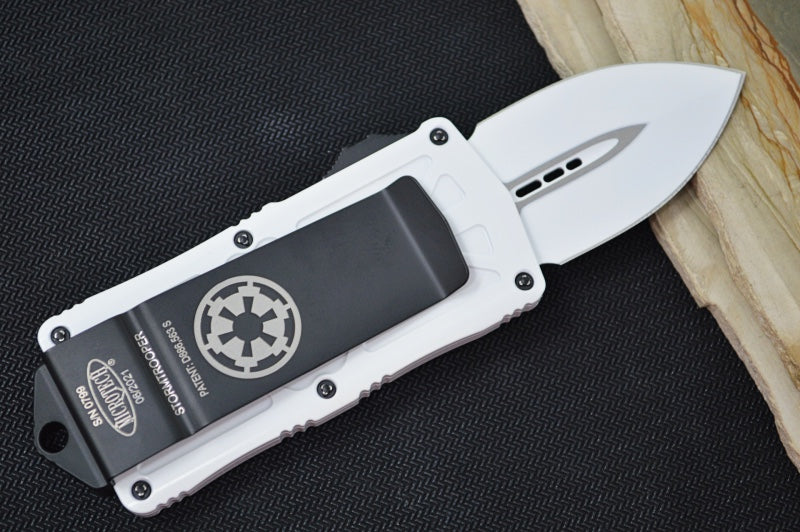 Microtech Exocet OTF Stormtrooper - White Cerakote Finish / Dagger Blade /  White Cerakote Handle - 157-1ST