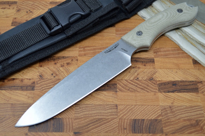 Bradford Knives Guardian 6 - 3D OD Green Micarta Handle / Stonewash CPM-3V Blade / Sabre Grind