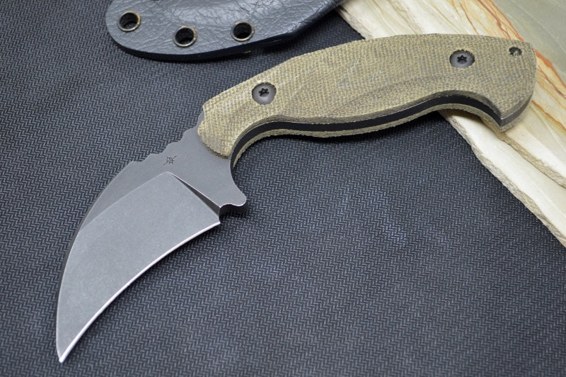 Toor Knives Karsumba - Black Oxide Finished Blade / CPM-S35VN Steel / Green Burlap Micarta Handle / Kydex Sheath
