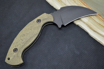 Toor Knives Karsumba - Black Oxide Finished Blade / CPM-S35VN Steel / Green Burlap Micarta Handle / Kydex Sheath