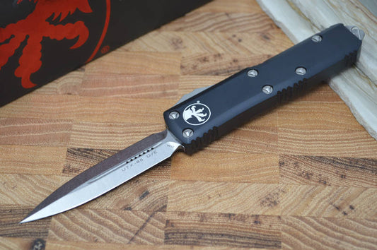 Microtech UTX-85 OTF - Double Edge / Stonewash Blade / Black Body - 232-10 - Northwest Knives