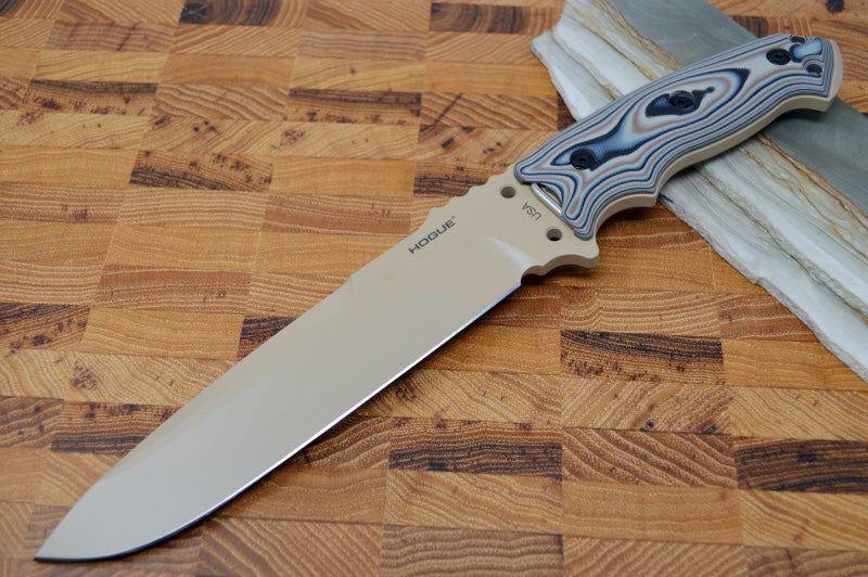 Hogue Knives EX F01 - G10 GMascus Dark Earth Handle Scales / Tan A2 Tool Steel Blade 35153