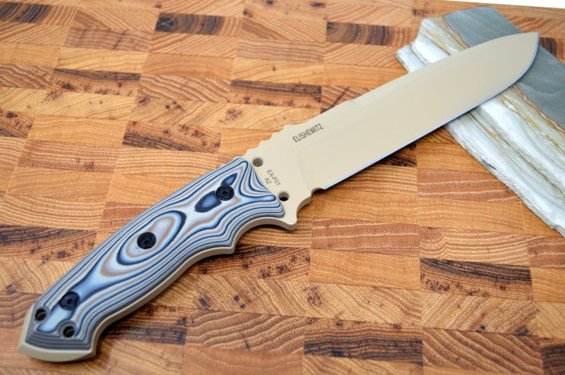 Hogue Knives EX F01 - G10 GMascus Dark Earth Handle Scales / Tan A2 Tool Steel Blade 35153