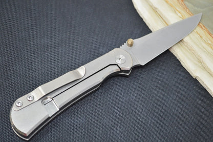 Toor Knives Merchant FL35S- CPM-S35VN Steel / Drop Point Blade / Stonewashed Titanium Handle 08101042
