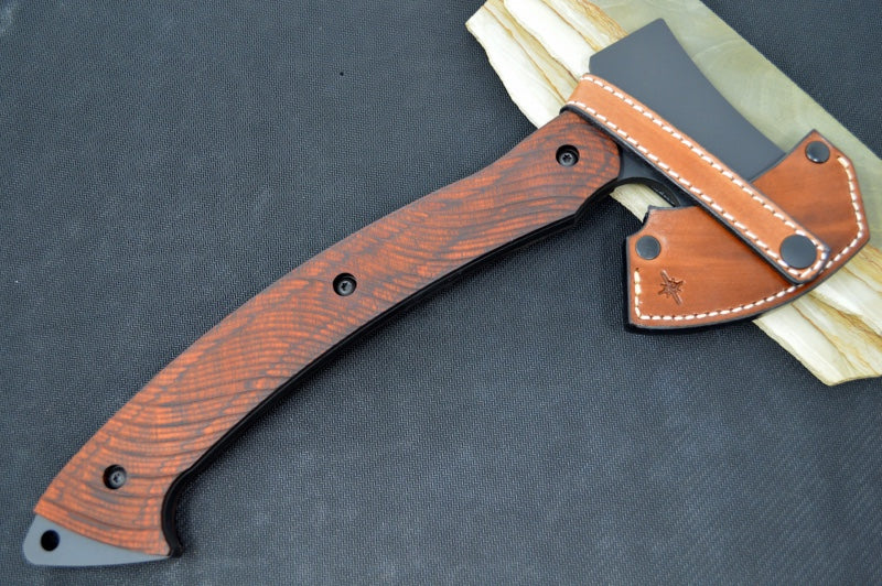 Toor Knives Camp Axe - Fluted Walnut Wood Handle / Socom Black KG Gunkote D2 Blade / Leather Sheath 850022587320