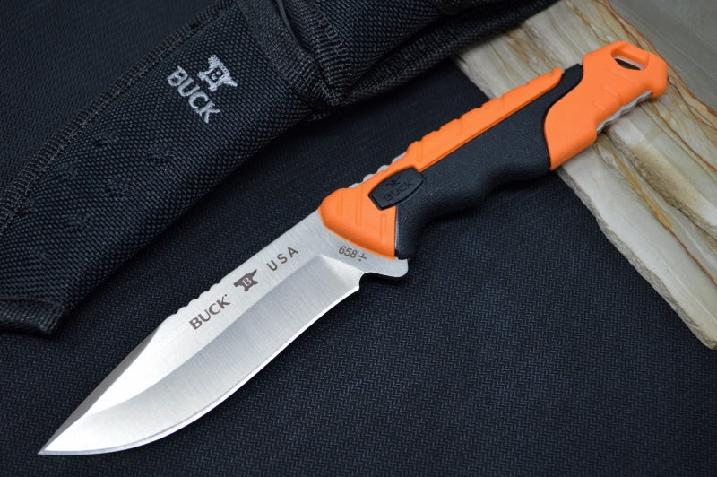Buck Pursuit Pro Hunting Knife | Orange & Black Versaflex Handle | Nylon Sheath | Northwest Knives