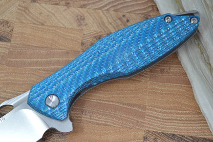 Koenig Arius - Aqua Blue Twill Carbon Fiber - Burnished Stonewash Blade (Gen 4)