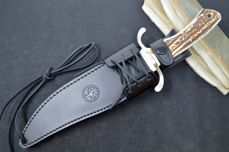 Boker Bowie Fixed Blade - Genuine Stag Handle / N690 Bowie Blade 121547HH - Northwest Knives