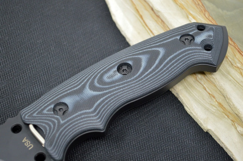 Hogue Knives EX F01 - Black G-Mascus G-10 Handle Scales / Black A2 Tool Steel Blade / 5.5" Drop Point Blade 35179