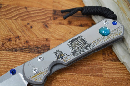 Chris Reeve Knives Small Sebenza 31 - CGG "Lunar Landing with Chrysocolla" / Blue Lugs S31-1504