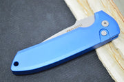Pro Tech Rockeye Auto - Blue Aluminum Handle / Stonewash Finish / CPM-Magnacut Steel LG3101-BLUE - Northwest Knives