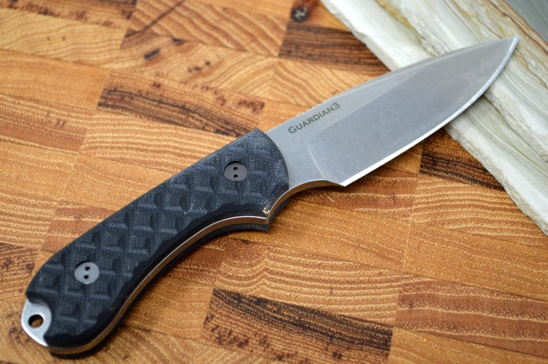 Bradford Knives Guardian 3 - Textured Black G10 Handle / M390 Blade / False Flat Grind 3FE-001-M390
